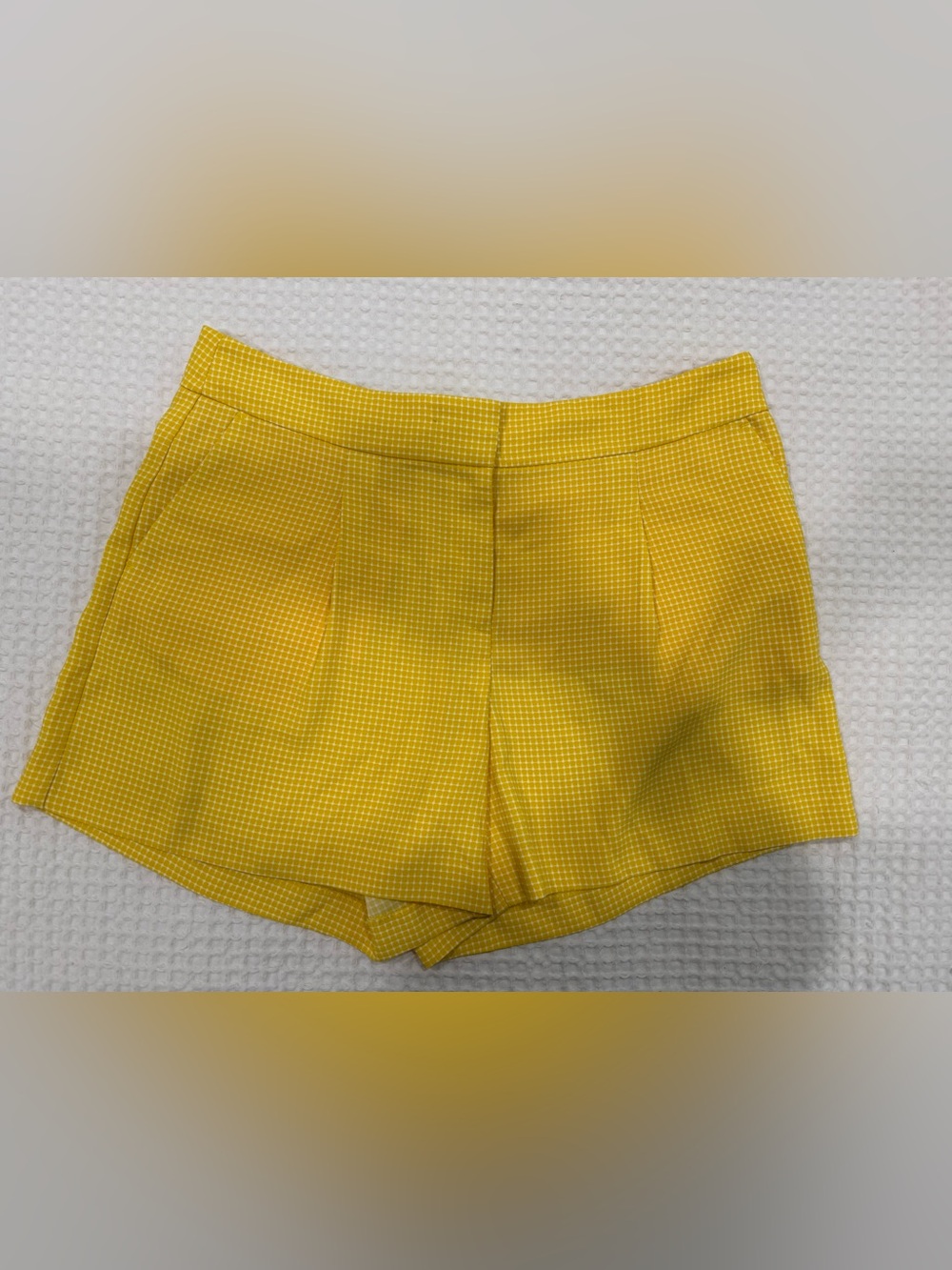 Ann Taylor Yellow Check High-Waist Shorts